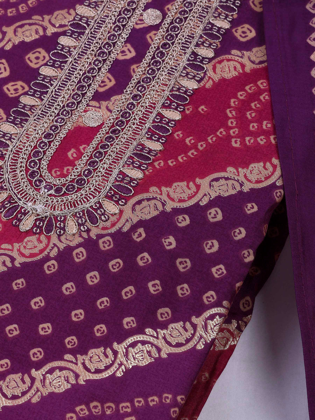 Purple Chanderi Embroidered Unstitched Dress Material