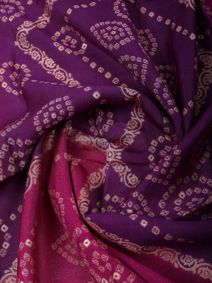 Purple Chanderi Embroidered Unstitched Dress Material
