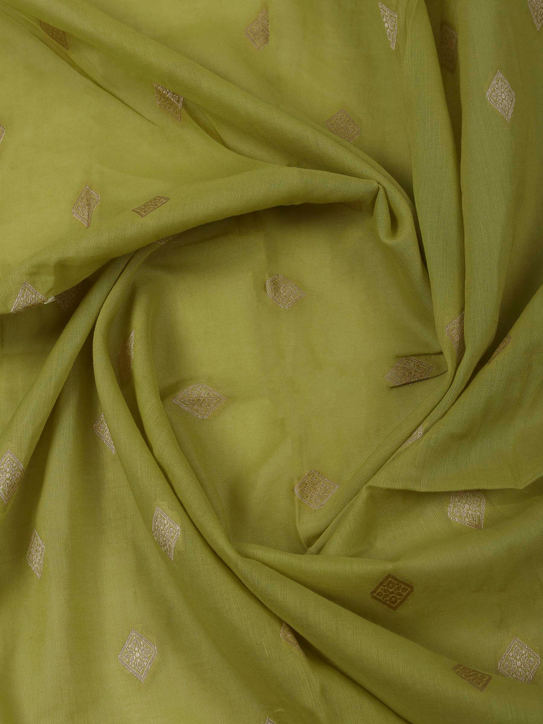 Pista Green Cotton Blend Embroidered Unstitched Dress Material