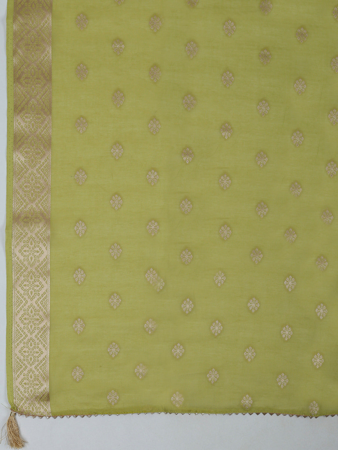 Pista Green Cotton Blend Embroidered Unstitched Dress Material
