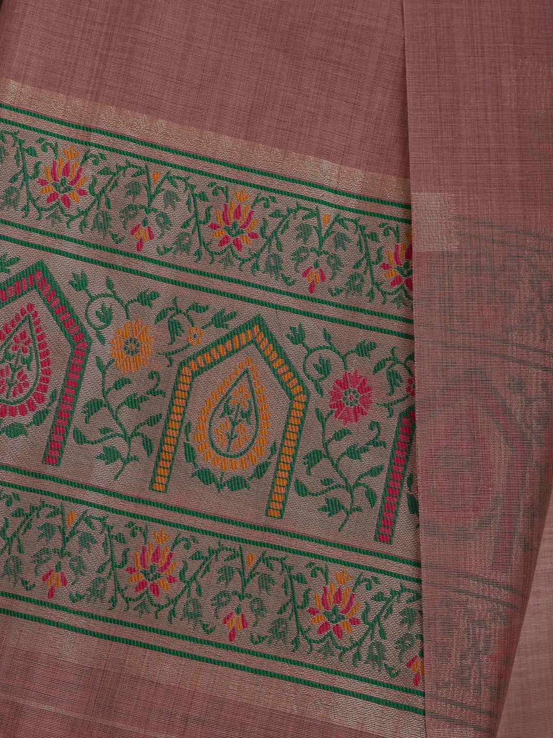 Onion Pink Chanderi Woven Design Unstitched Dress Material