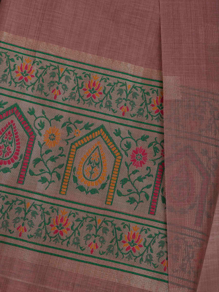 Onion Pink Chanderi Woven Design Unstitched Dress Material