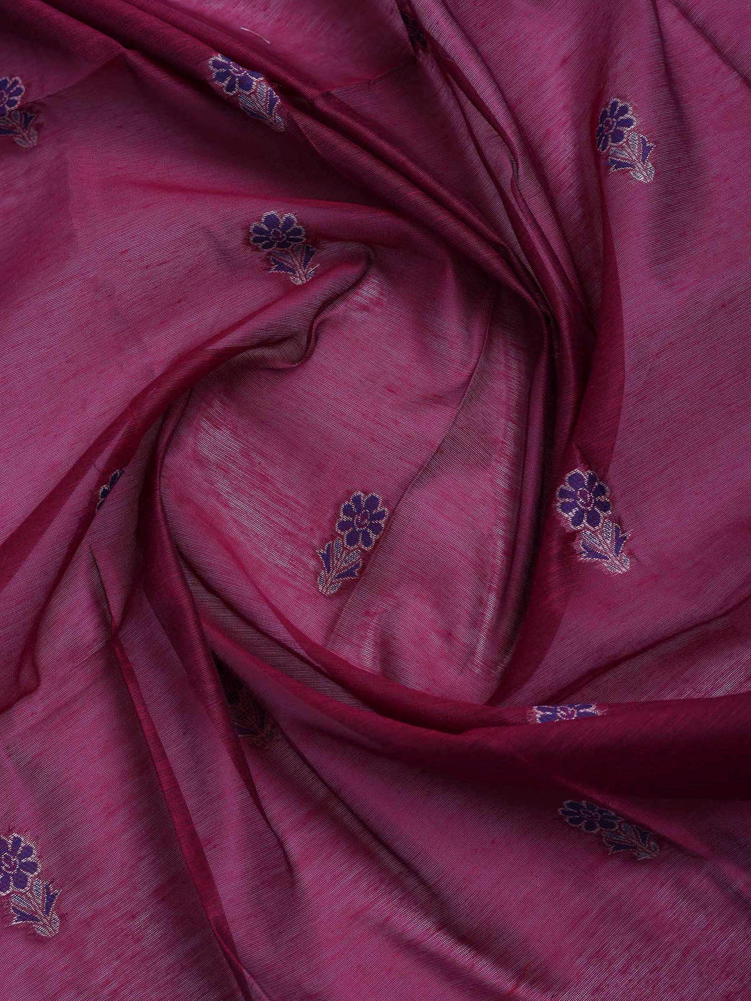 Magenta Chanderi Embroidered Unstitched Dress Material