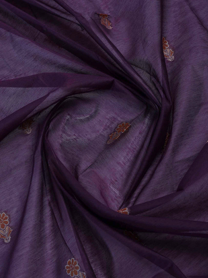 Purple Chanderi Embroidered Unstitched Dress Material