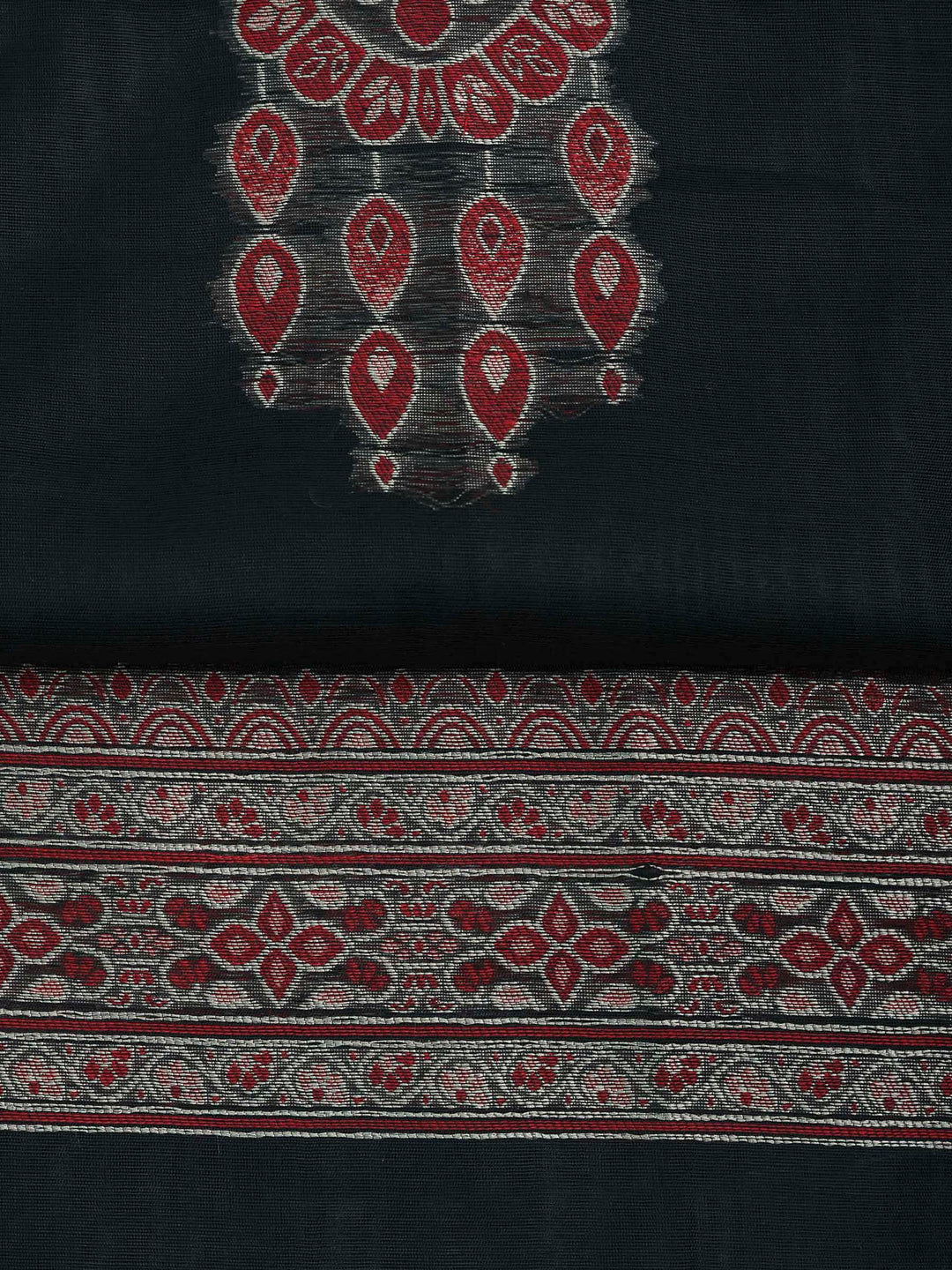 Black Chanderi Embroidered Unstitched Dress Material