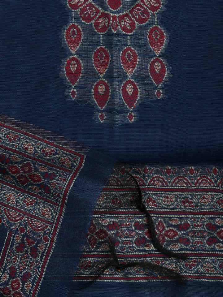 Blue Chanderi Embroidered Unstitched Dress Material