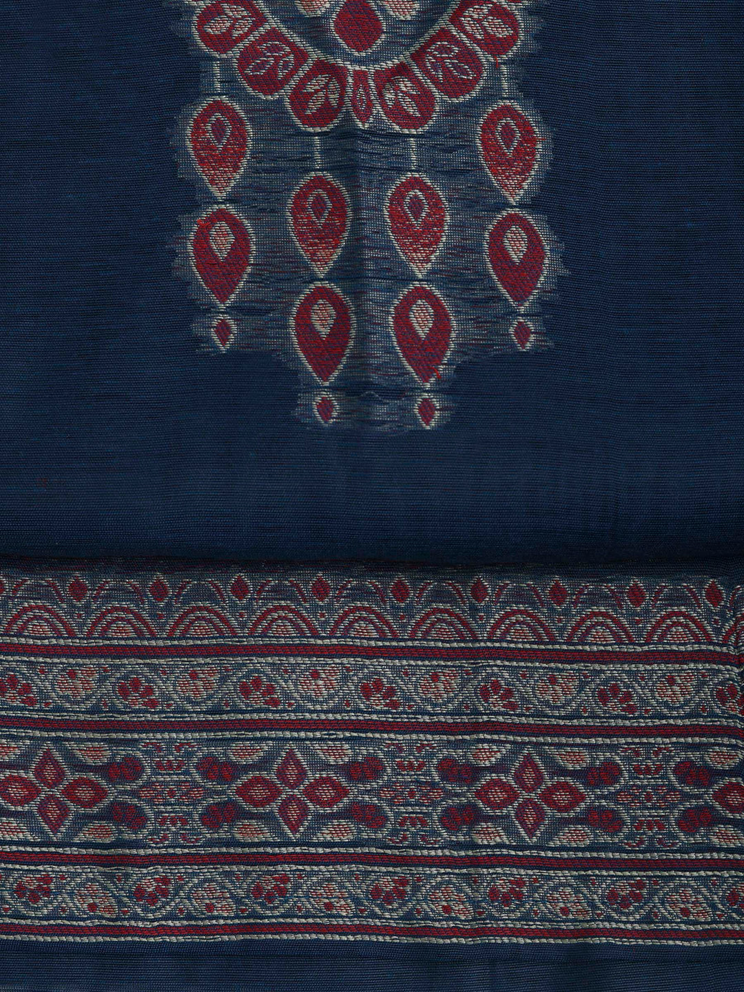 Blue Chanderi Embroidered Unstitched Dress Material