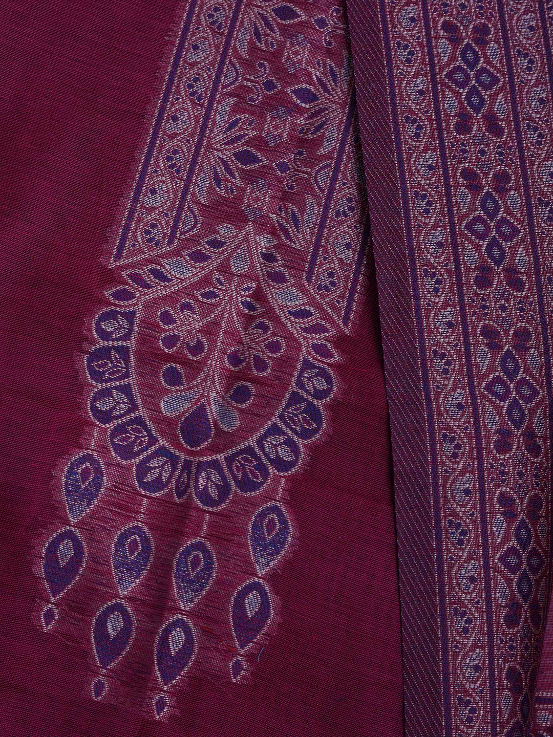 Magenta Chanderi Embroidered Unstitched Dress Material