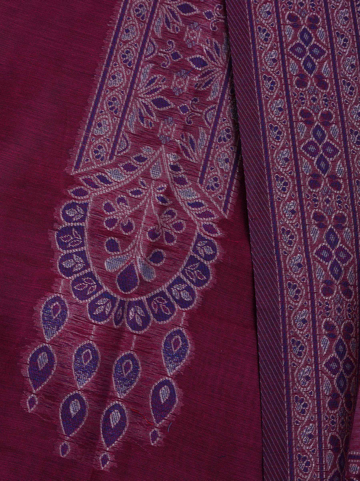 Magenta Chanderi Embroidered Unstitched Dress Material