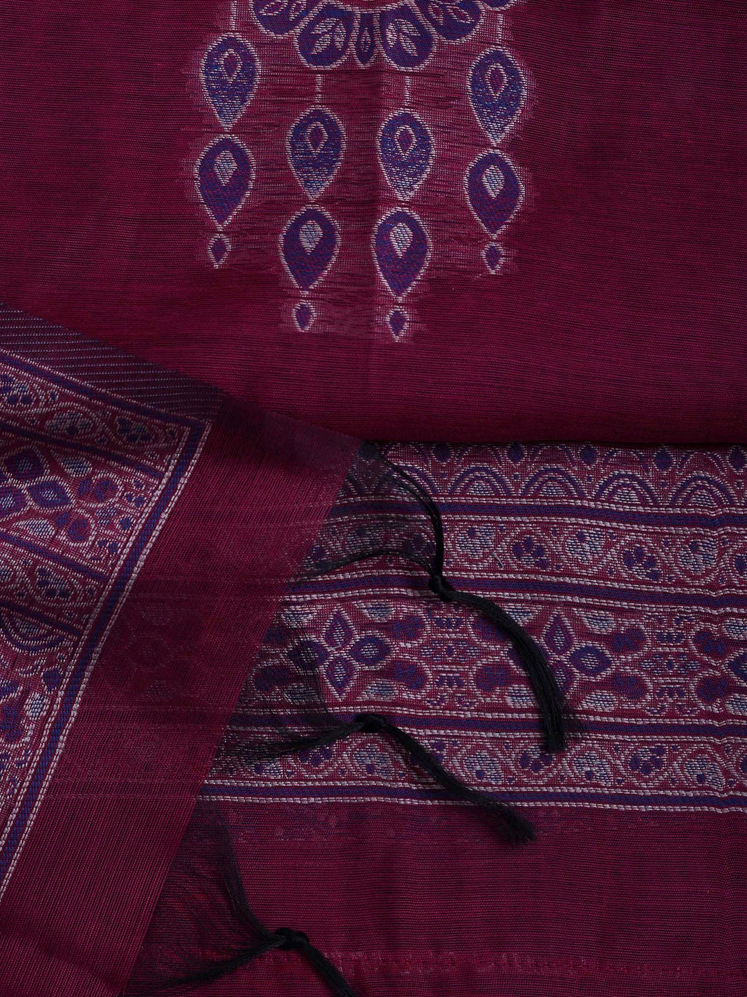 Magenta Chanderi Embroidered Unstitched Dress Material