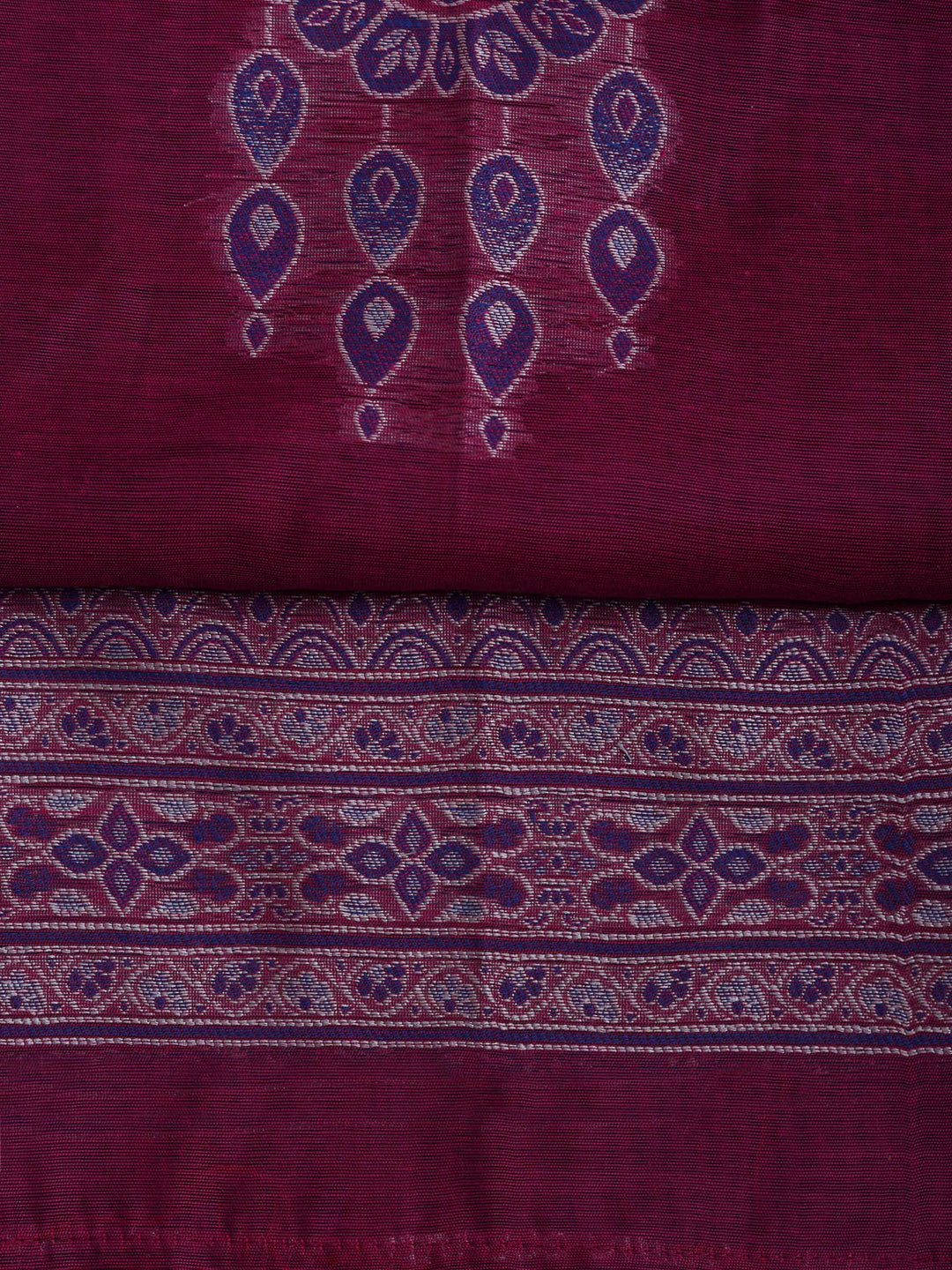 Magenta Chanderi Embroidered Unstitched Dress Material