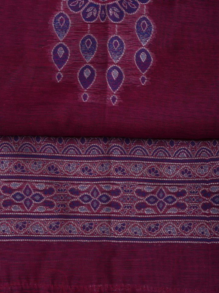 Magenta Chanderi Embroidered Unstitched Dress Material