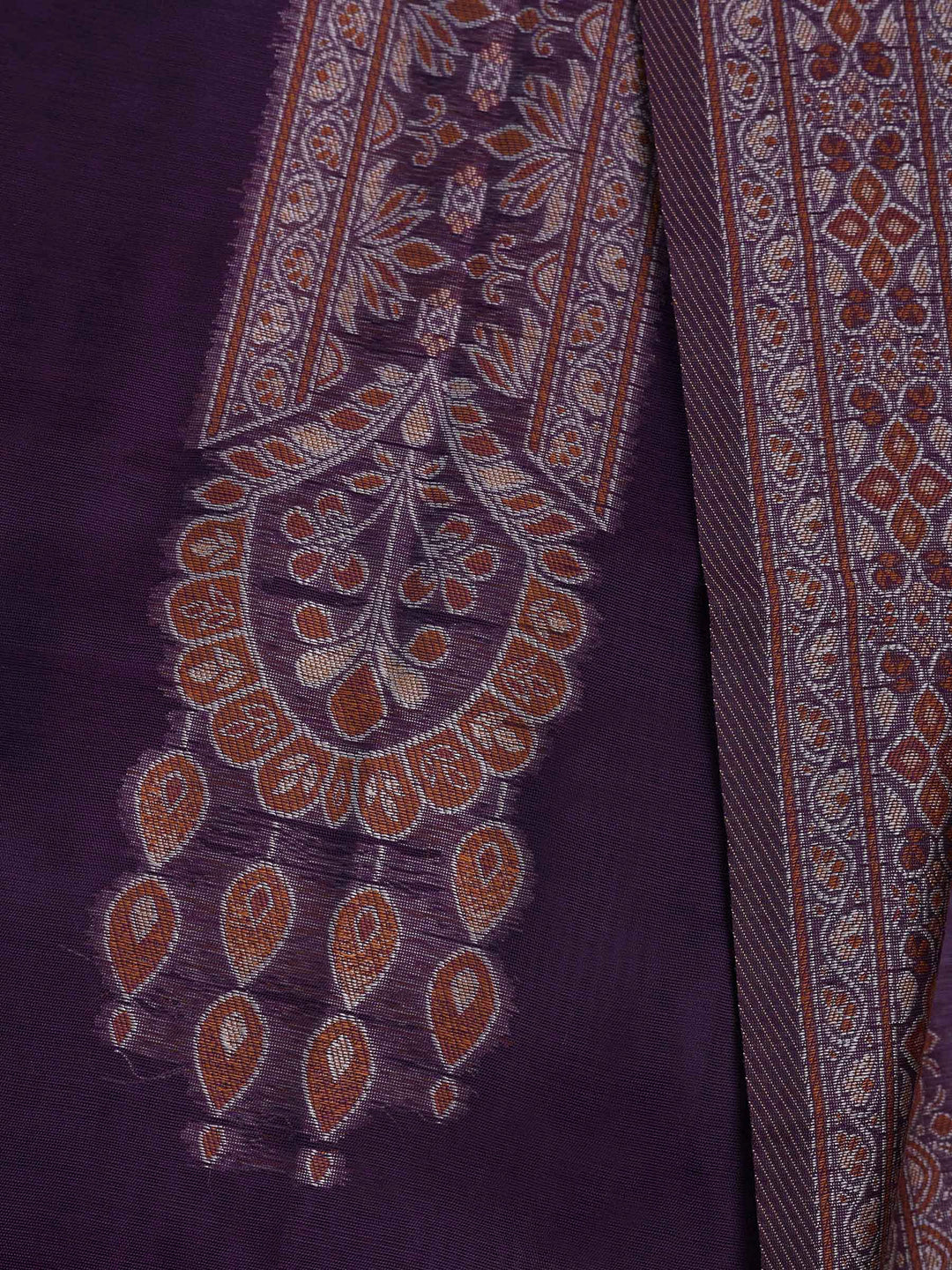 Purple Chanderi Embroidered Unstitched Dress Material