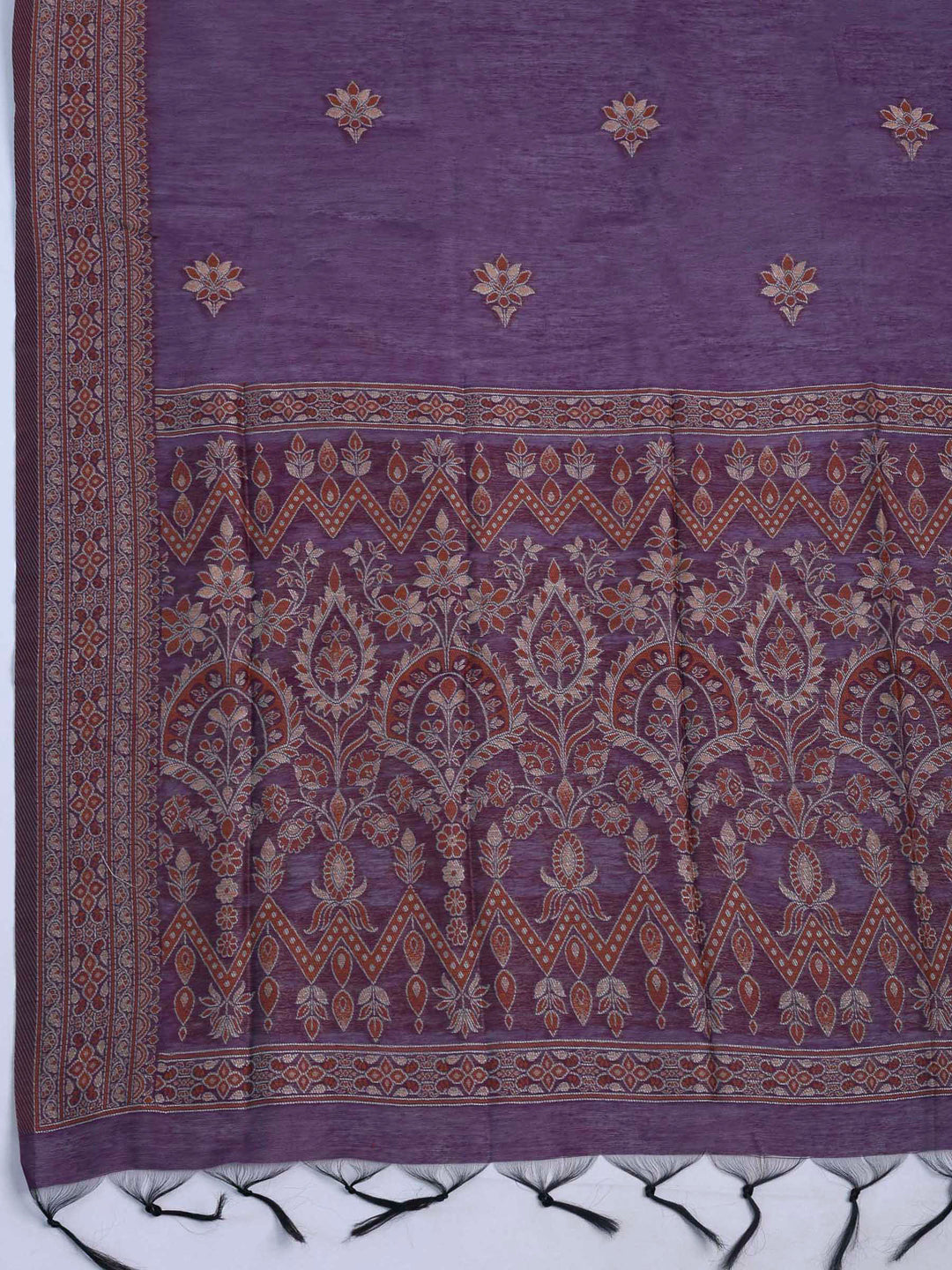 Purple Chanderi Embroidered Unstitched Dress Material