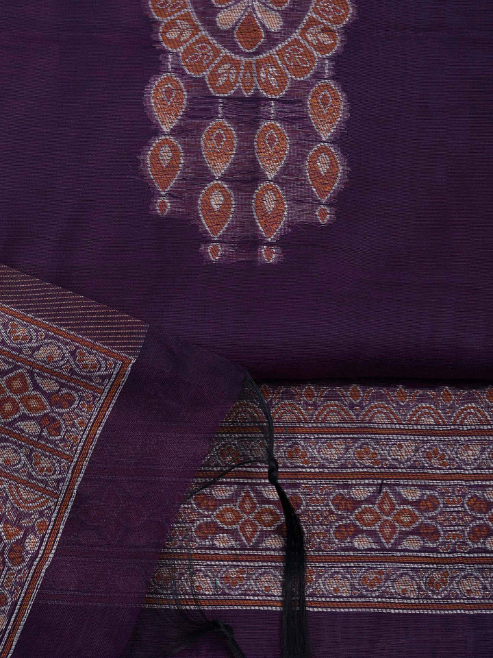 Purple Chanderi Embroidered Unstitched Dress Material