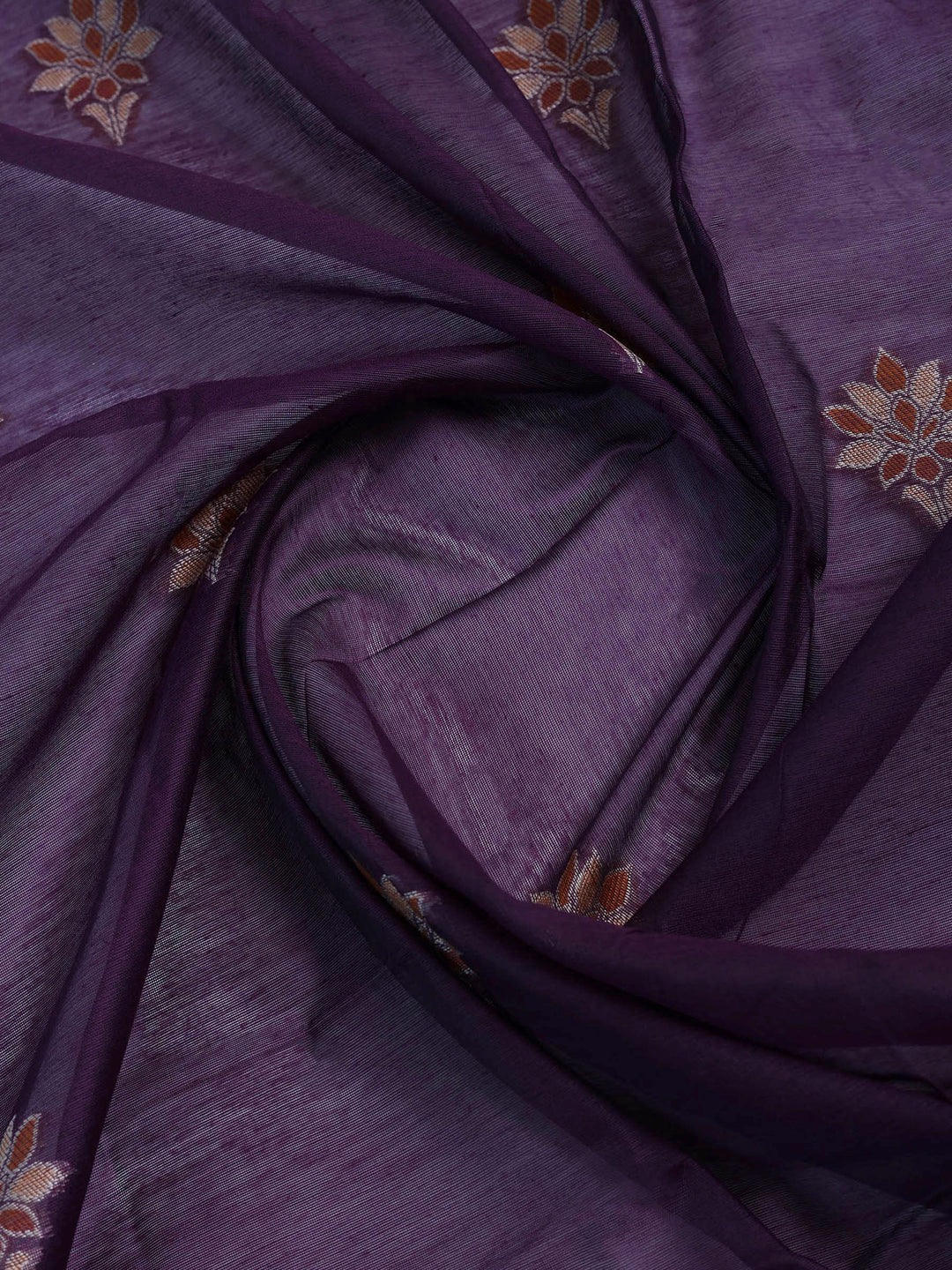 Purple Chanderi Embroidered Unstitched Dress Material