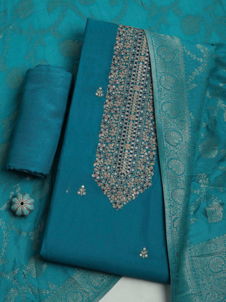 Firozee Chanderi Embroidered Unstitched Dress Material