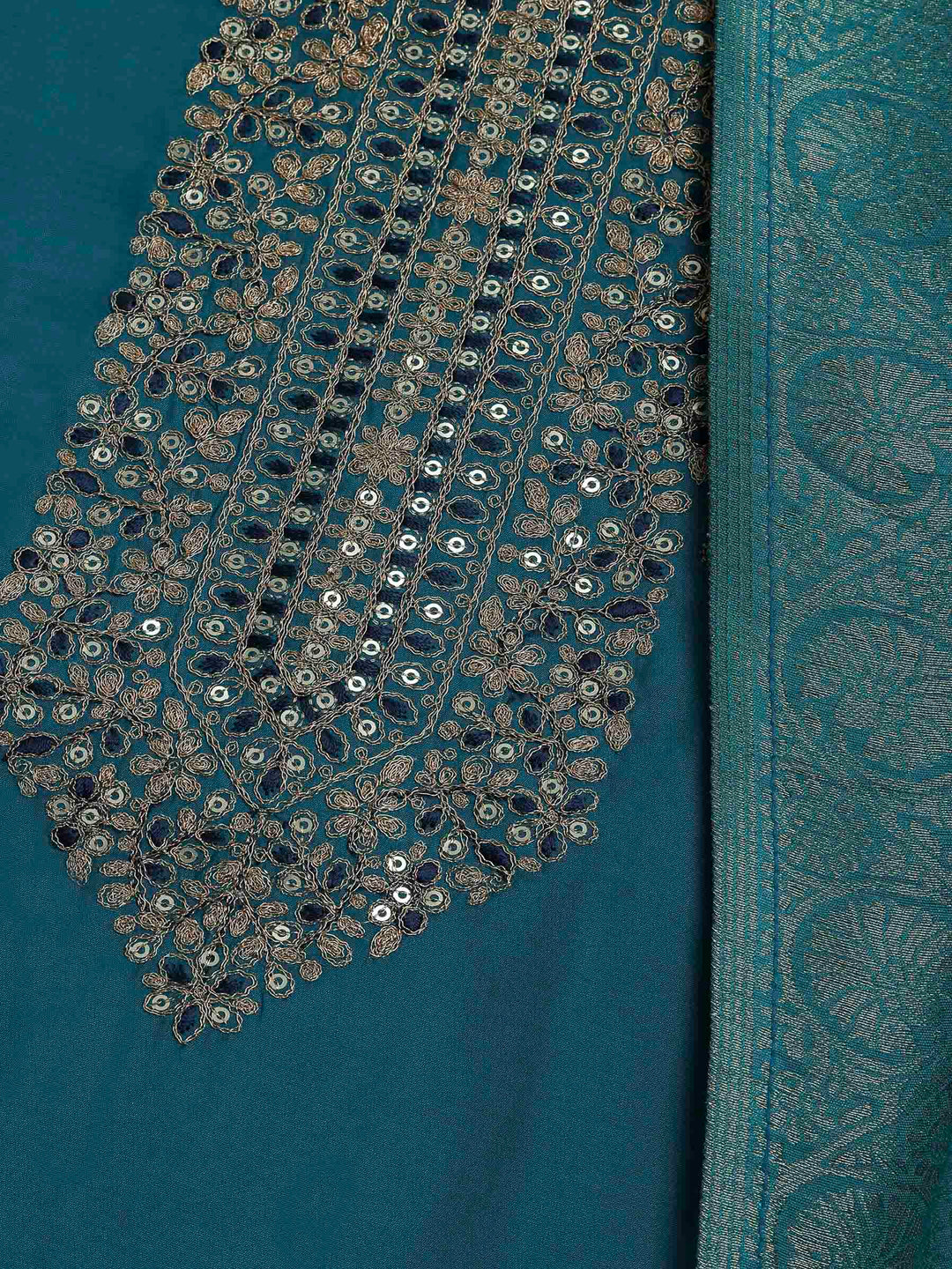 Firozee Chanderi Embroidered Unstitched Dress Material