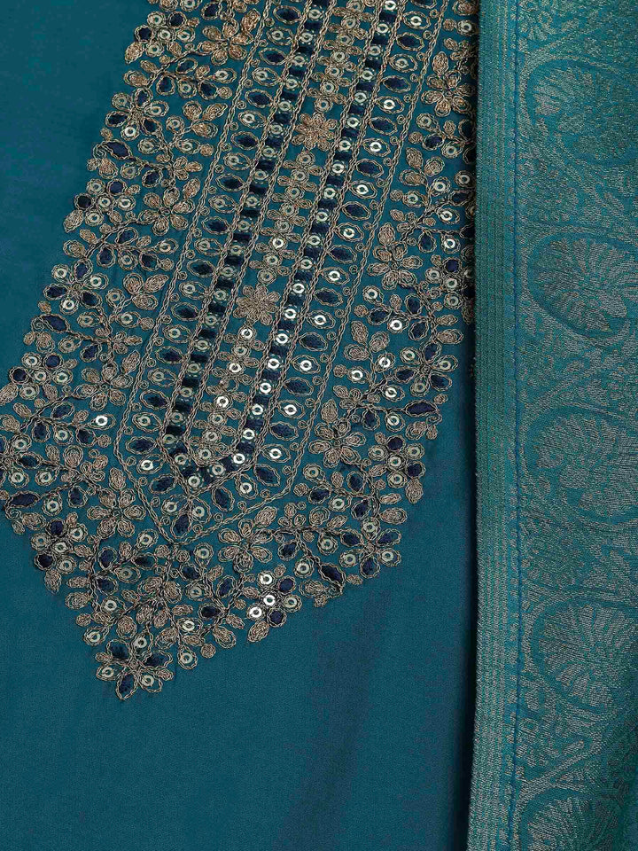 Firozee Chanderi Embroidered Unstitched Dress Material