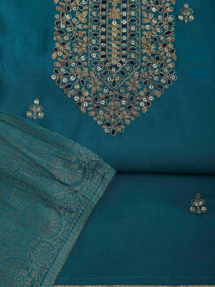 Firozee Chanderi Embroidered Unstitched Dress Material