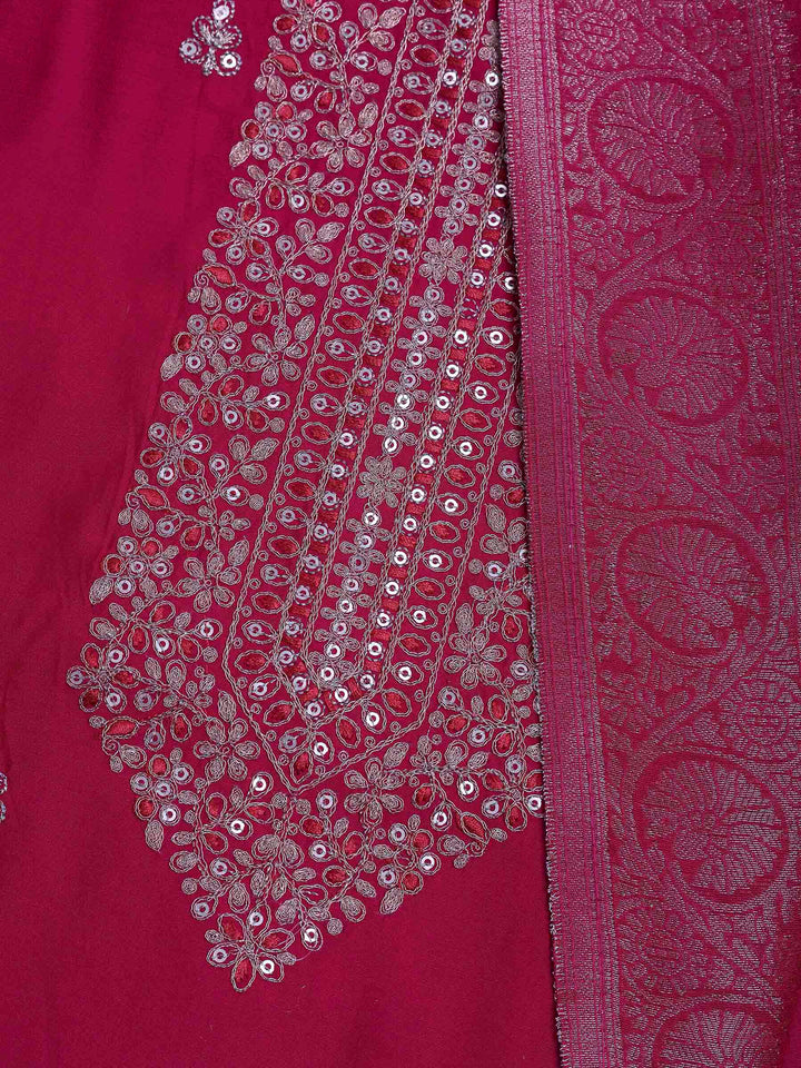 Rani Chanderi Embroidered Unstitched Dress Material