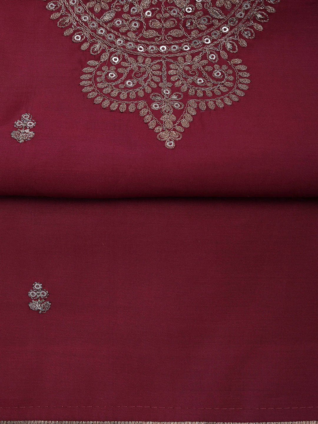 Dull Pink Chanderi Embroidered Unstitched Dress Material