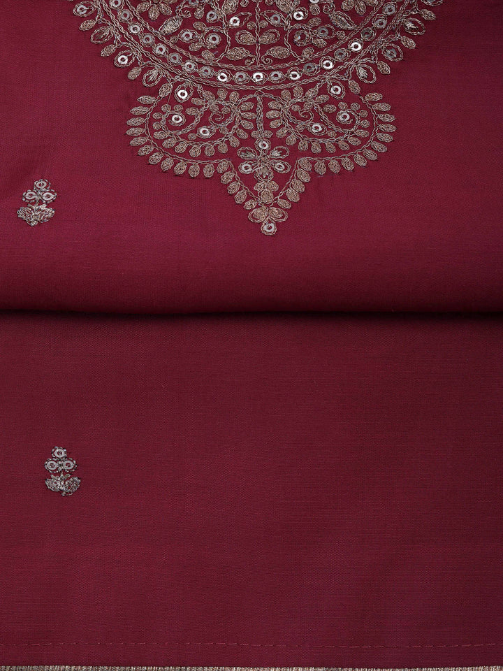 Dull Pink Chanderi Embroidered Unstitched Dress Material