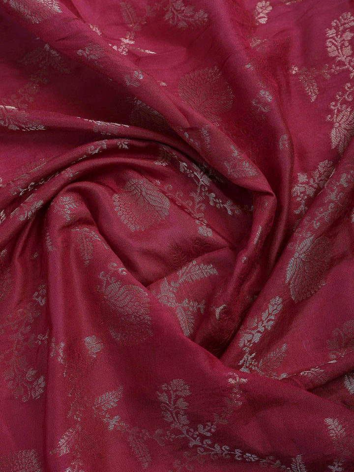 Dull Pink Chanderi Embroidered Unstitched Dress Material