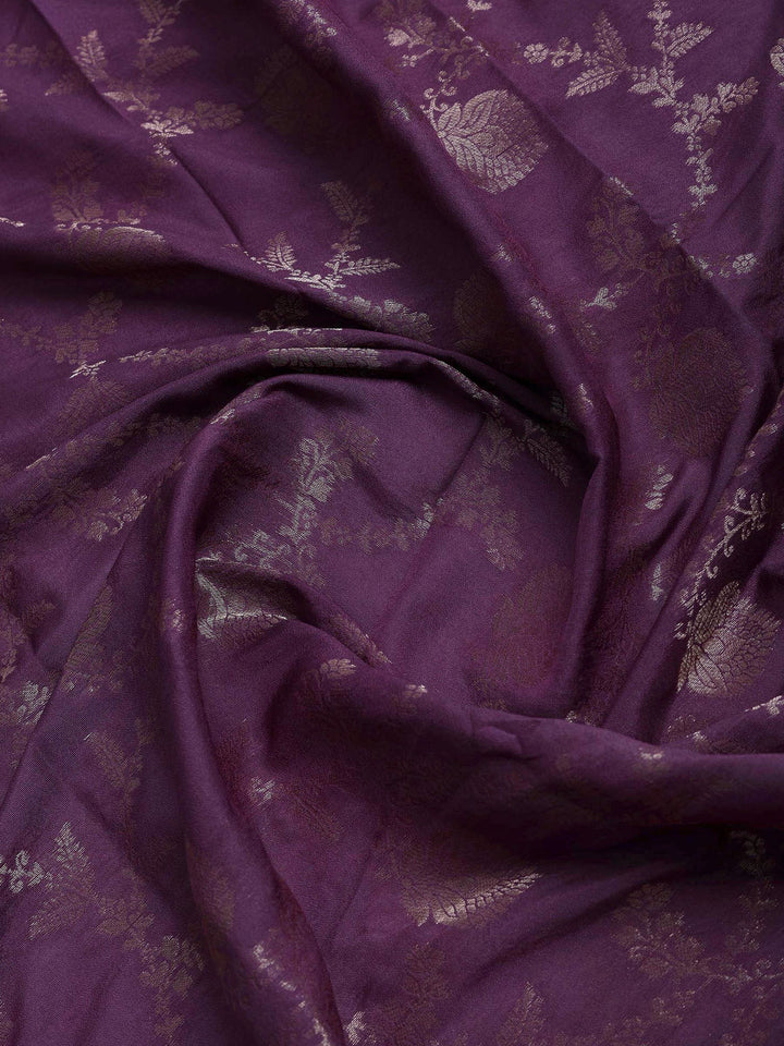 Lavender Chanderi Embroidered Unstitched Dress Material