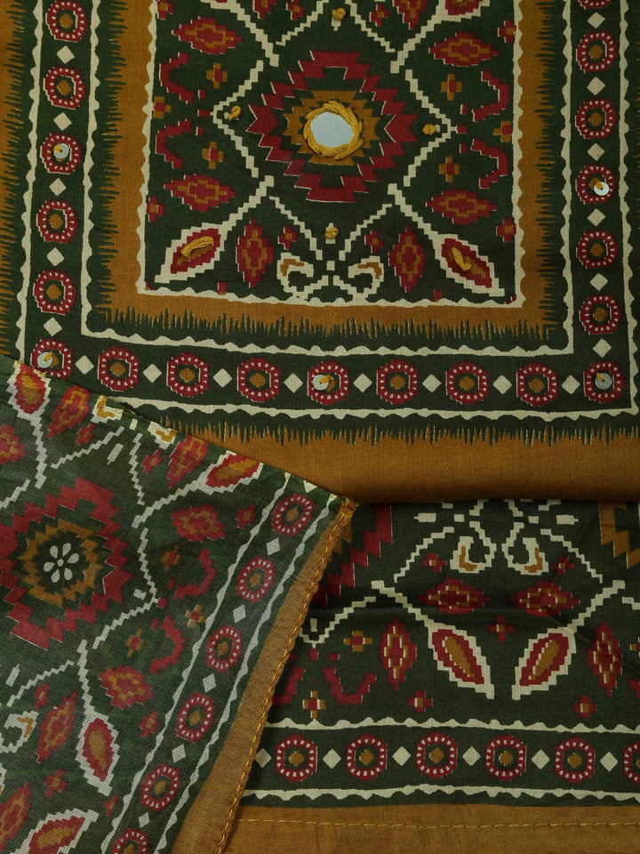 Mustard Cotton Blend Printed Unstitched Dress Material