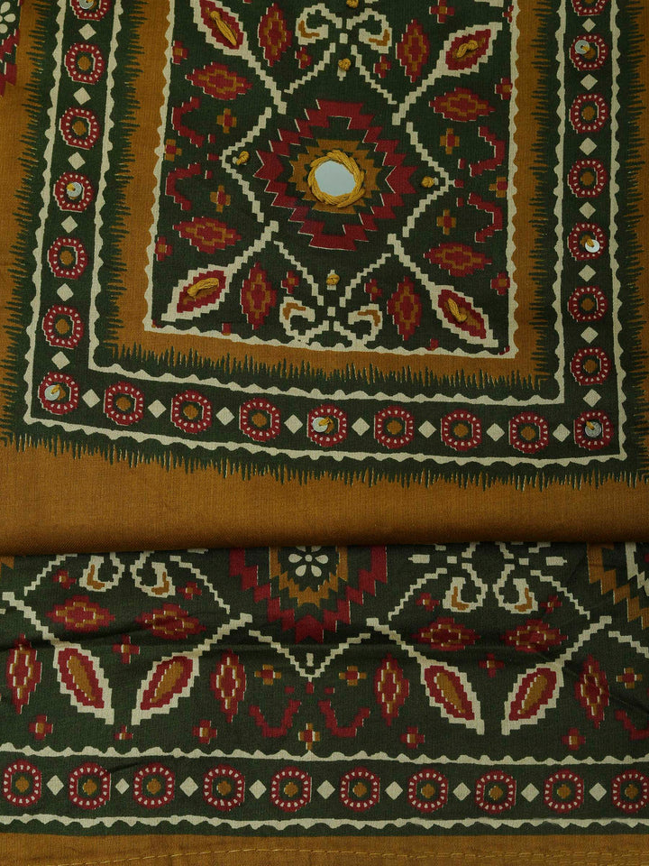 Mustard Cotton Blend Printed Unstitched Dress Material