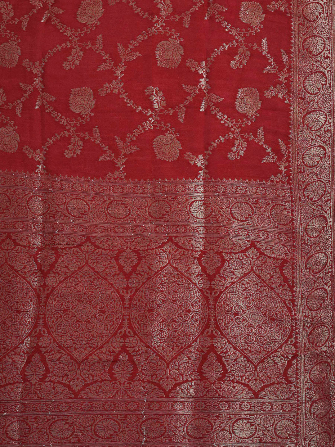 Maroon Chanderi Embroidered Unstitched Dress Material