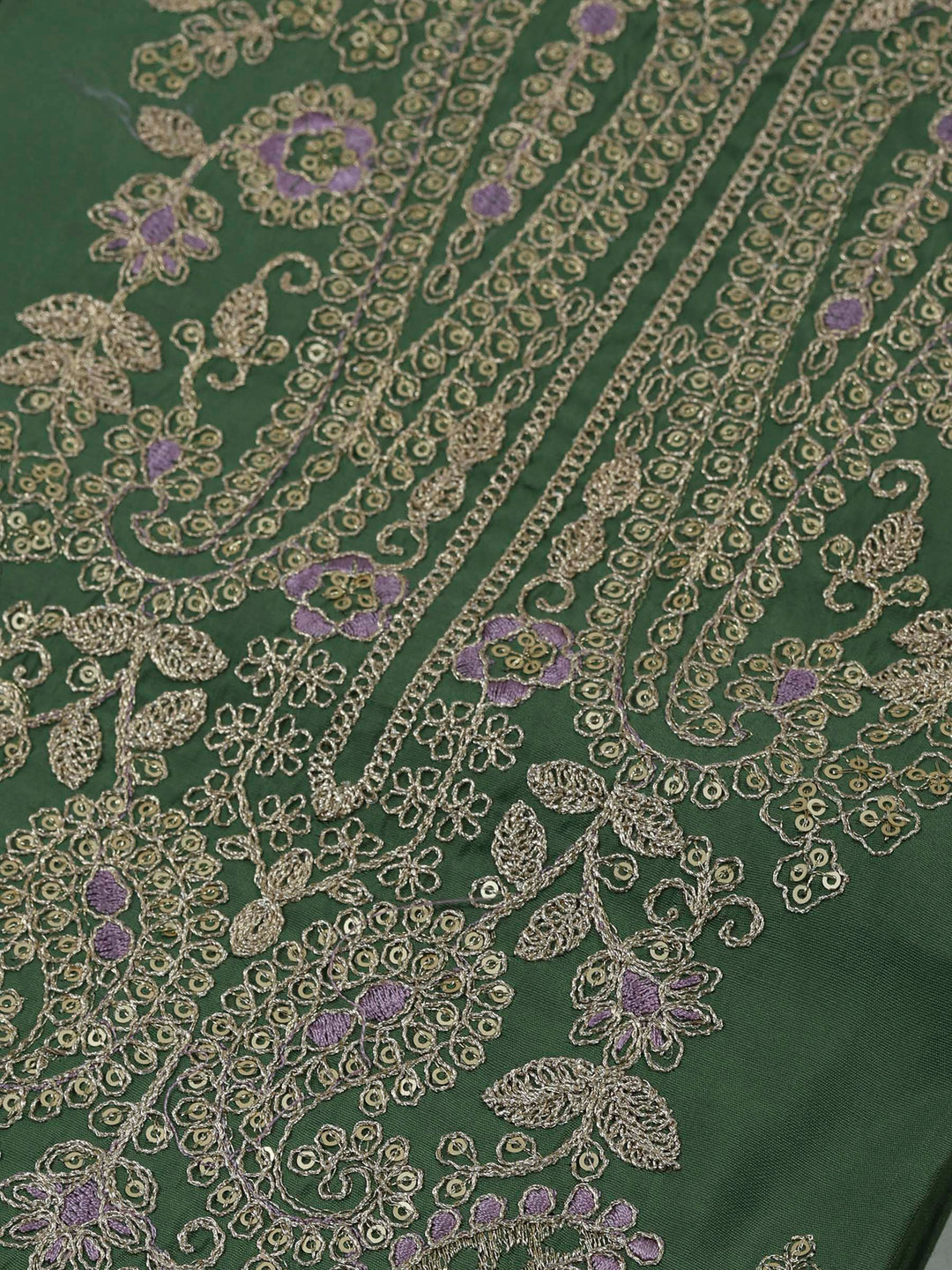 Aqua Green Chanderi Embroidered Unstitched Dress Material
