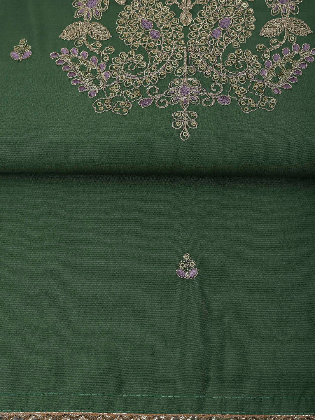 Aqua Green Chanderi Embroidered Unstitched Dress Material