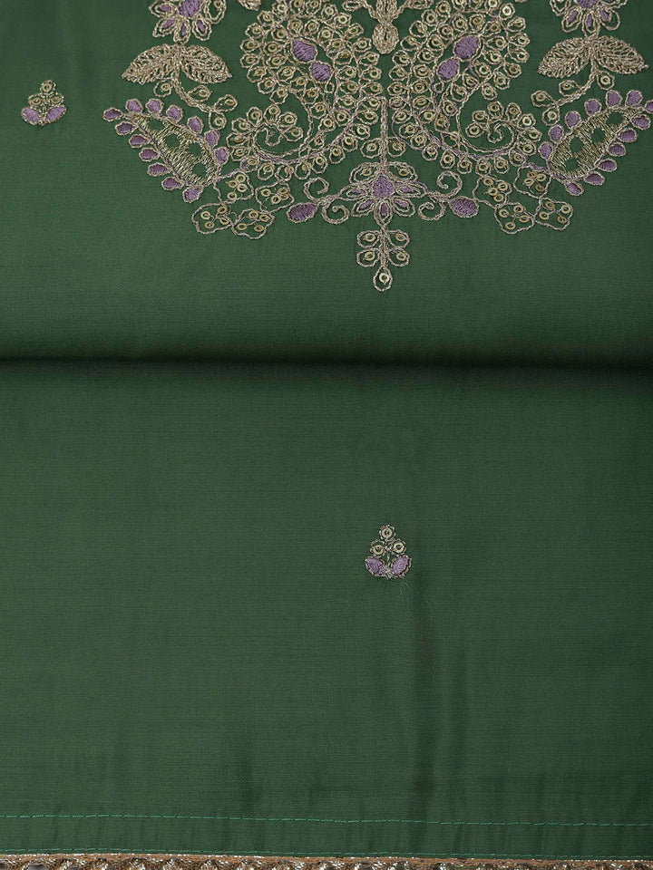Aqua Green Chanderi Embroidered Unstitched Dress Material