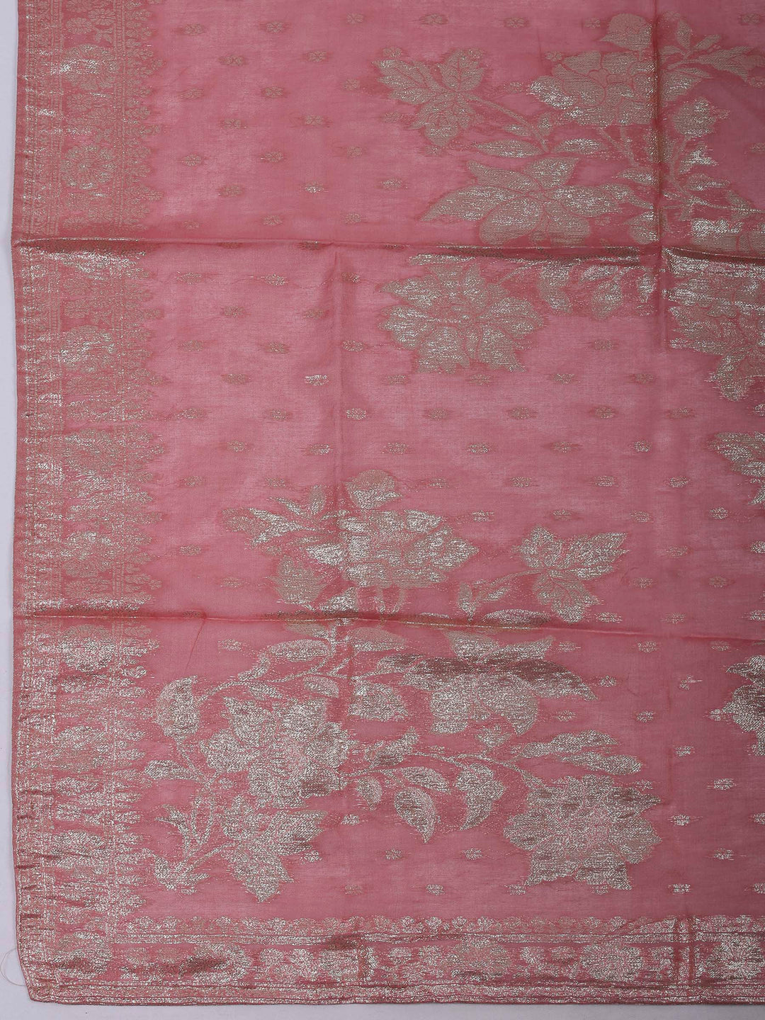 Lavender Chanderi Embroidered Unstitched Dress Material