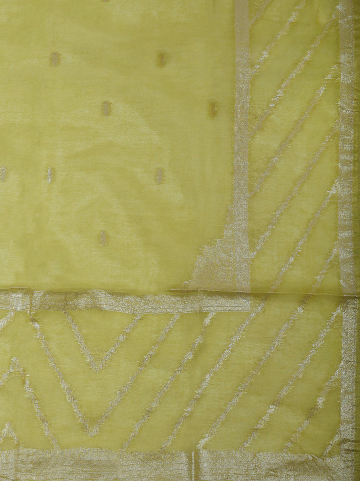 Lemon Chanderi Embroidered Unstitched Dress Material