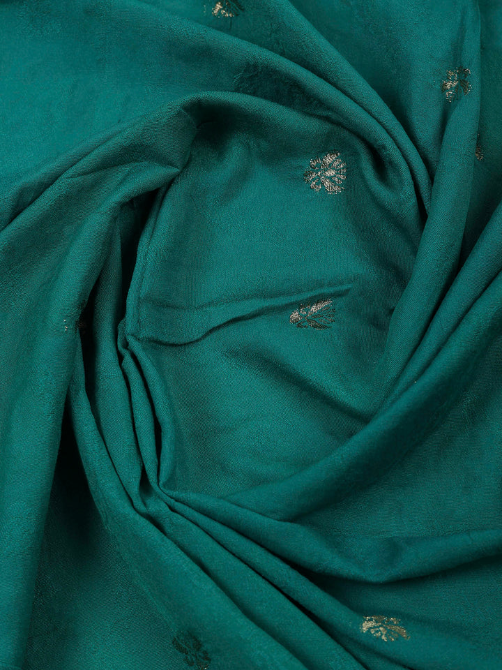 Rama Green Chanderi Embroidered Unstitched Dress Material