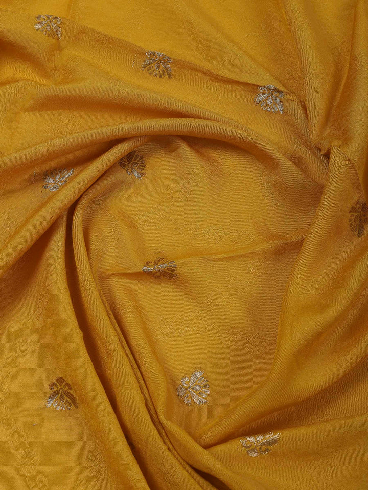 Mustard Chanderi Embroidered Unstitched Dress Material