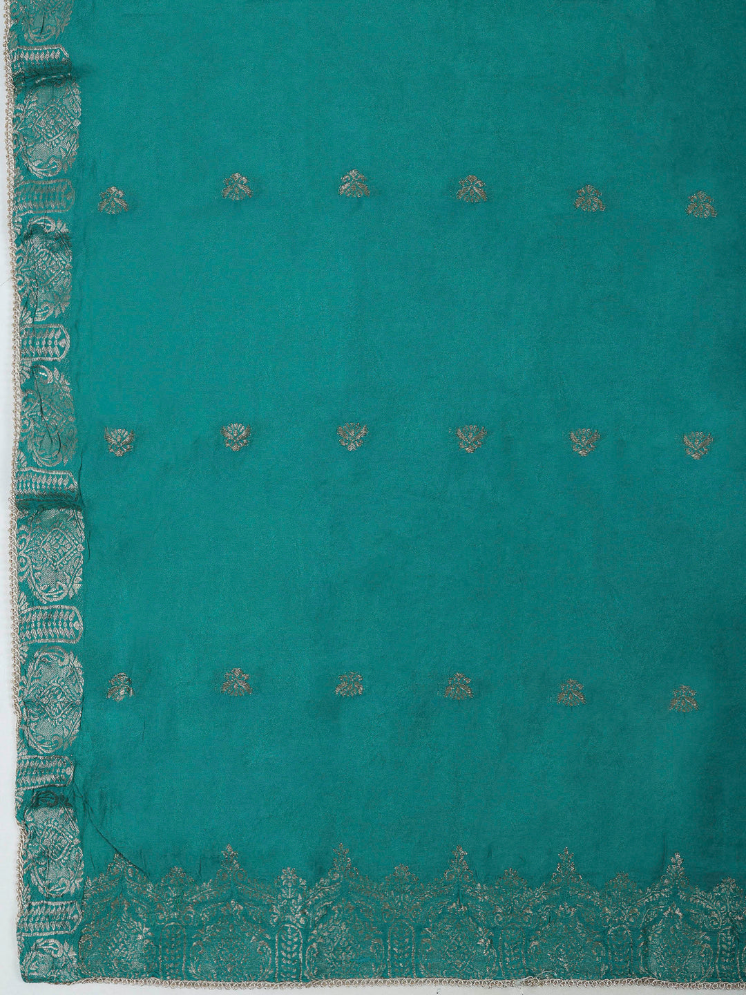Rama Green Chanderi Embroidered Unstitched Dress Material