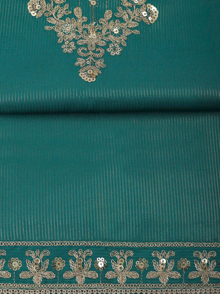 Rama Green Chanderi Embroidered Unstitched Dress Material