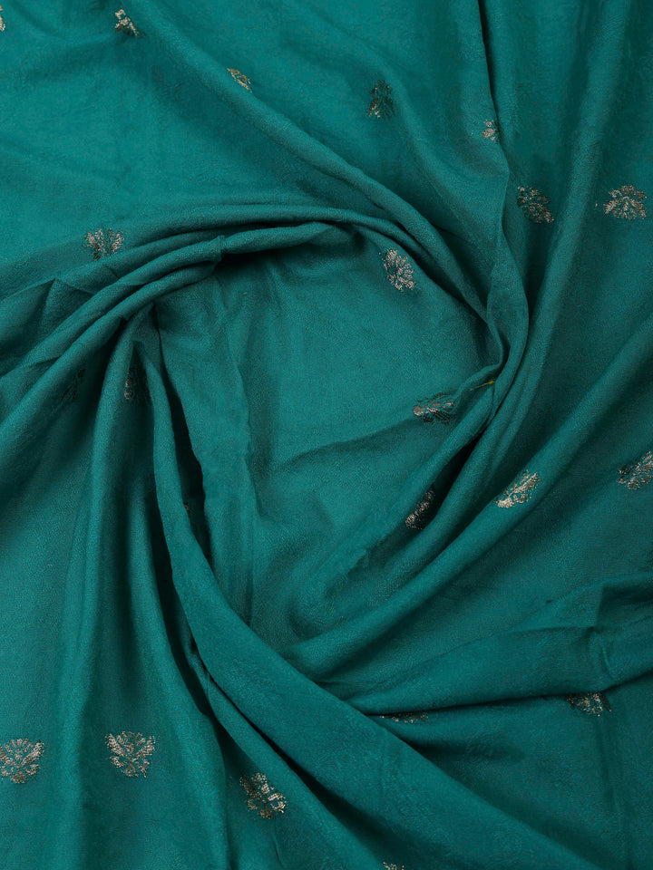 Rama Green Chanderi Embroidered Unstitched Dress Material