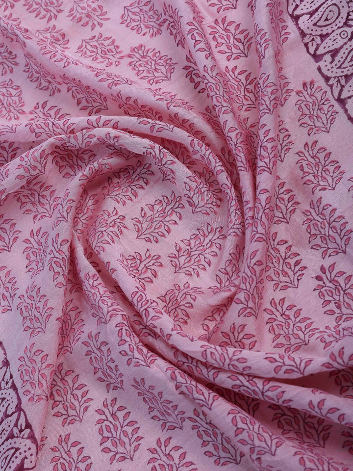 Lavender Chanderi Embroidered Unstitched Dress Material