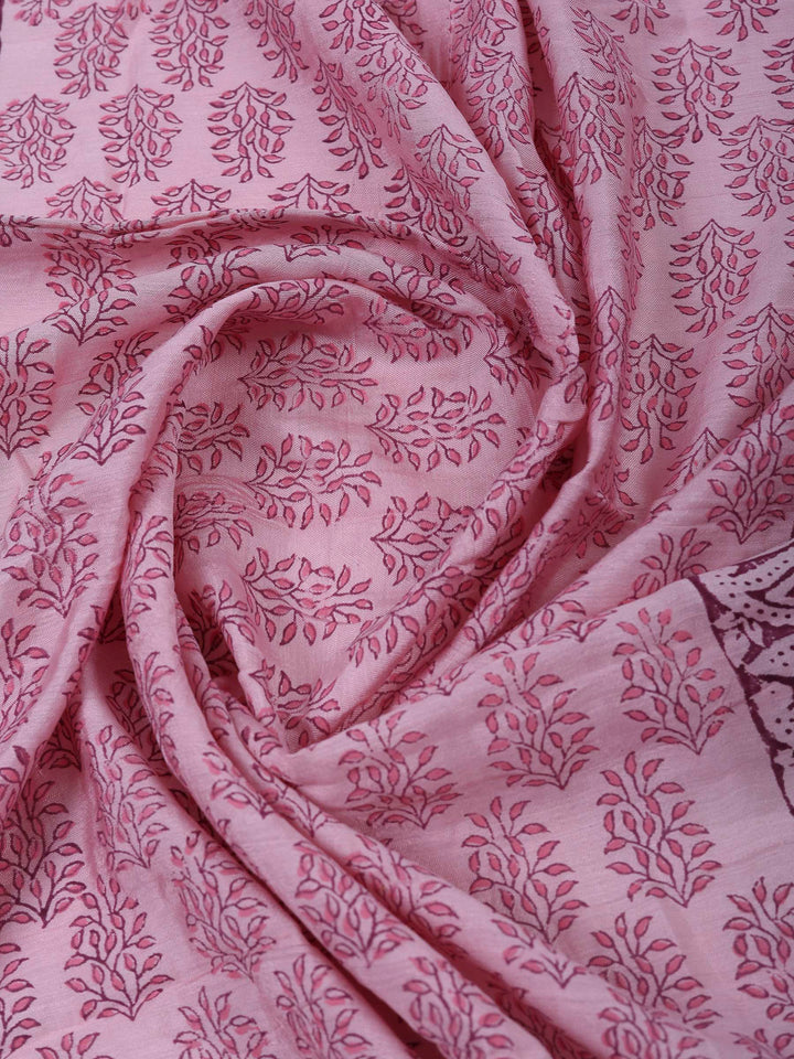 Lavender Chanderi Embroidered Unstitched Dress Material