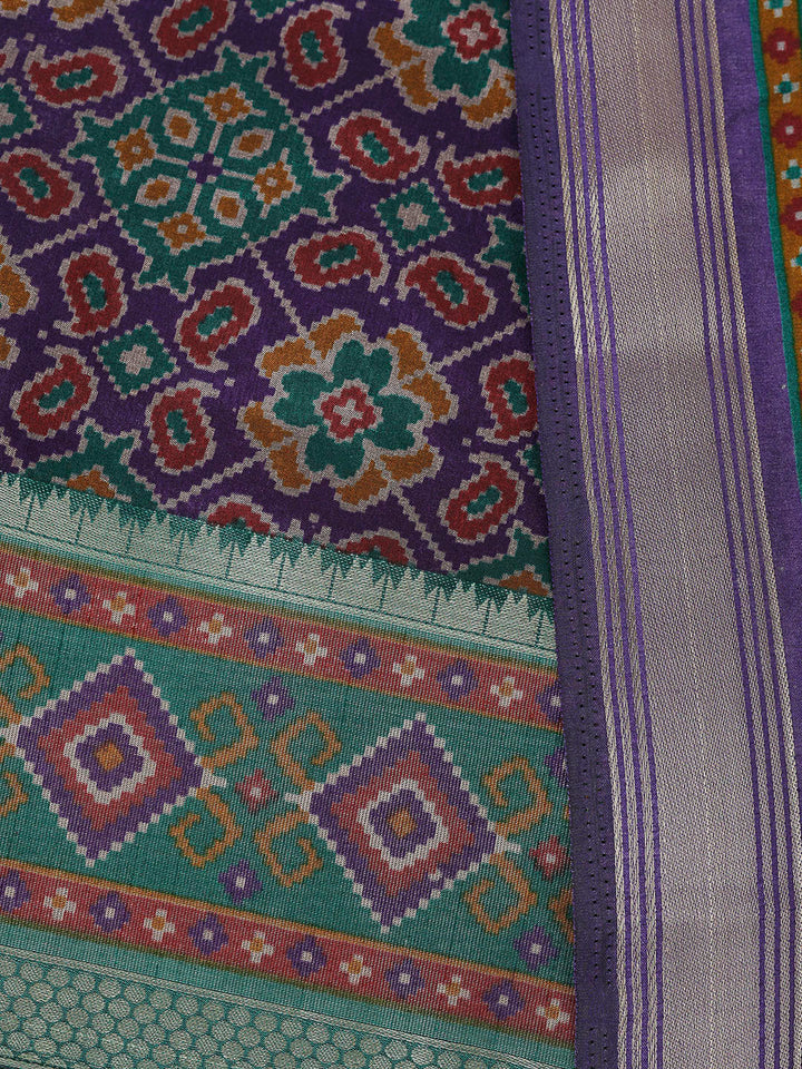 Blue Chanderi Printed Unstitched Dress Material