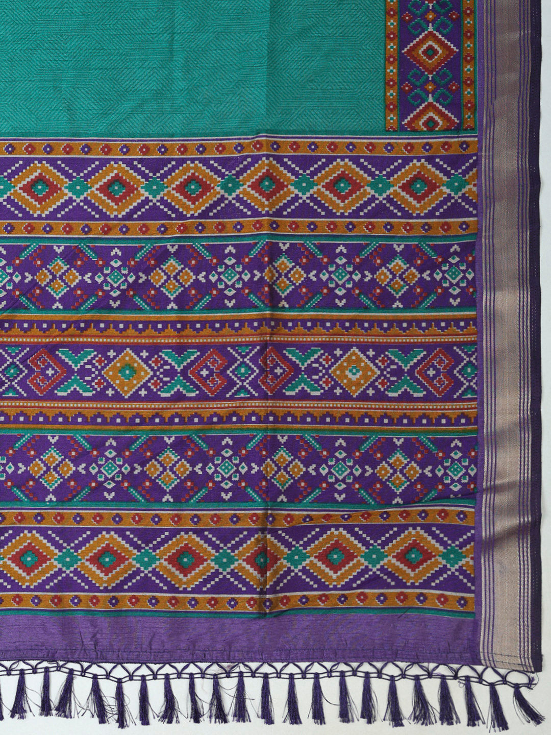 Blue Chanderi Printed Unstitched Dress Material