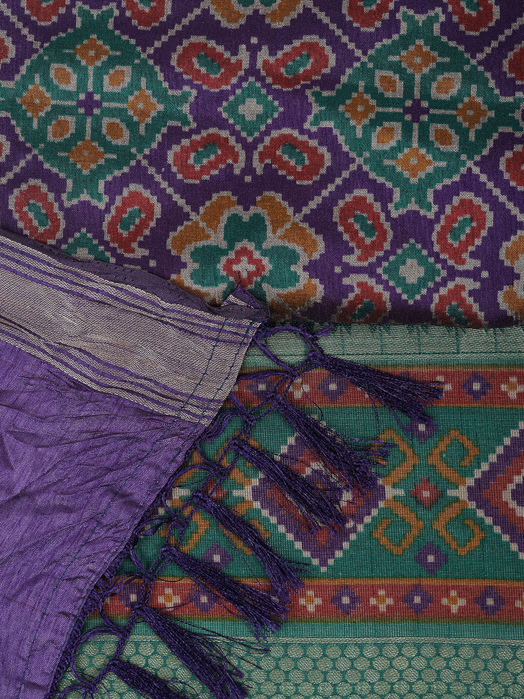 Blue Chanderi Printed Unstitched Dress Material
