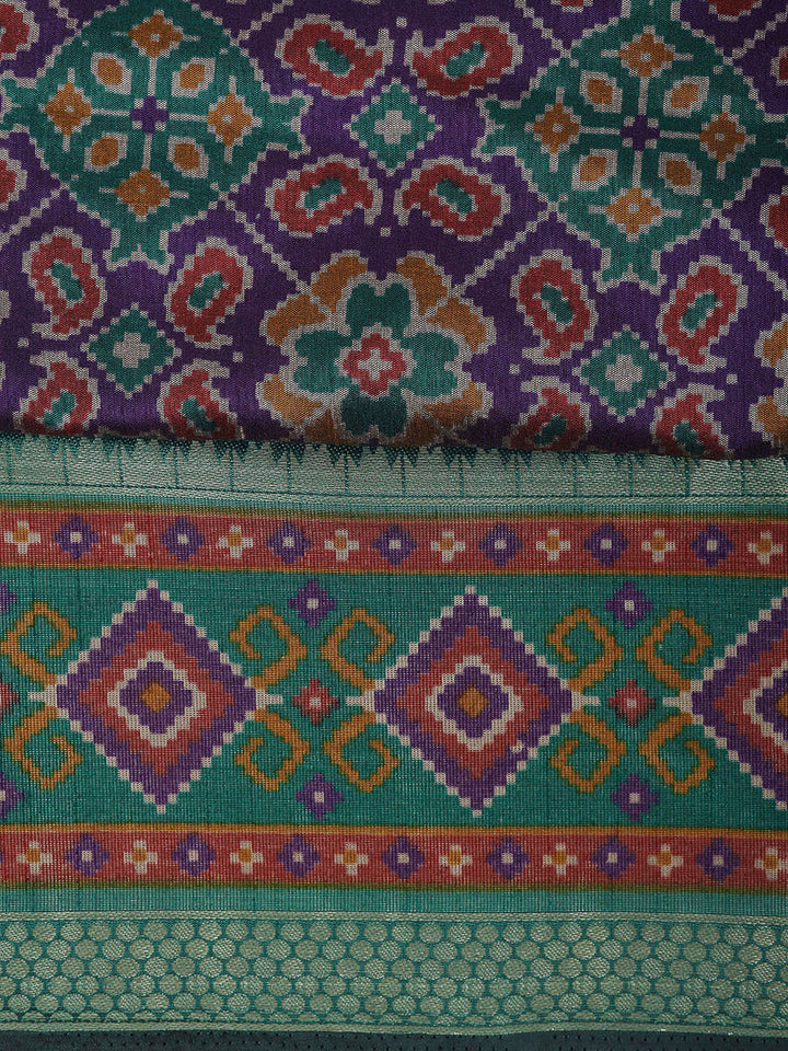 Blue Chanderi Printed Unstitched Dress Material
