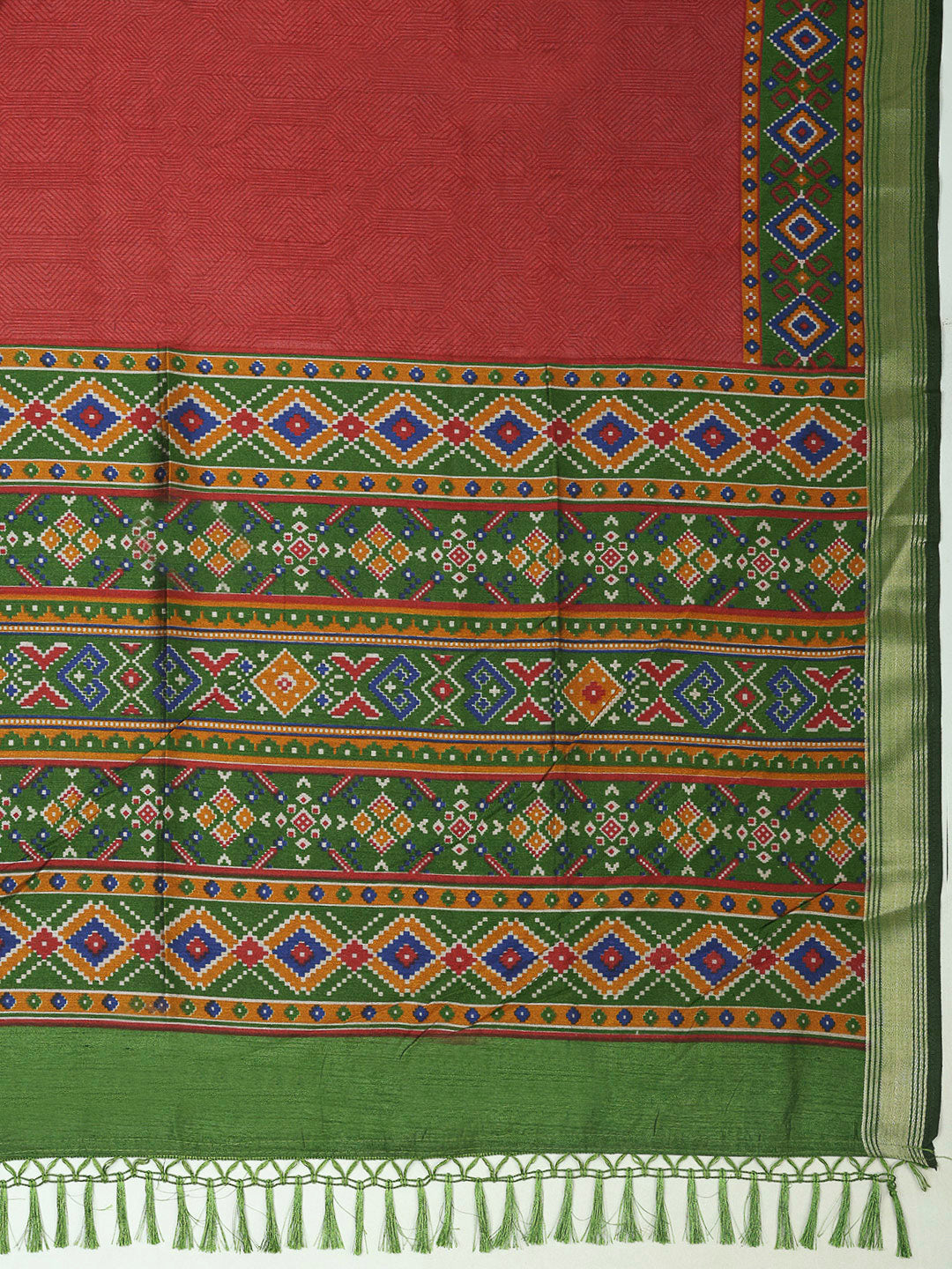 Green Chanderi Printed Unstitched Dress Material