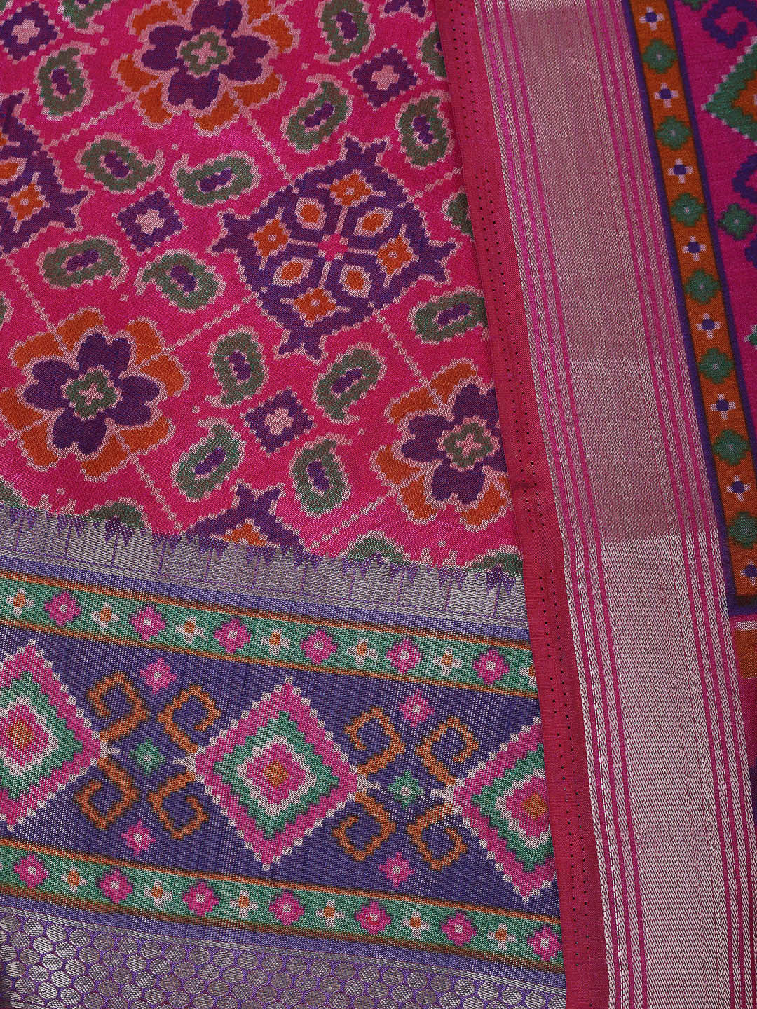 Pink Chanderi Printed Unstitched Dress Material